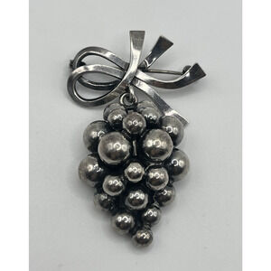 925 Sterling Silver Vintage Brooch John Lauritzen Denmark Grapes Cluster Dangle